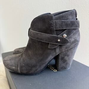 Rag & Bone Harrow Nubuck Suede Ankle Boots Block Heel Asphlt EU 38.5/8.5 US